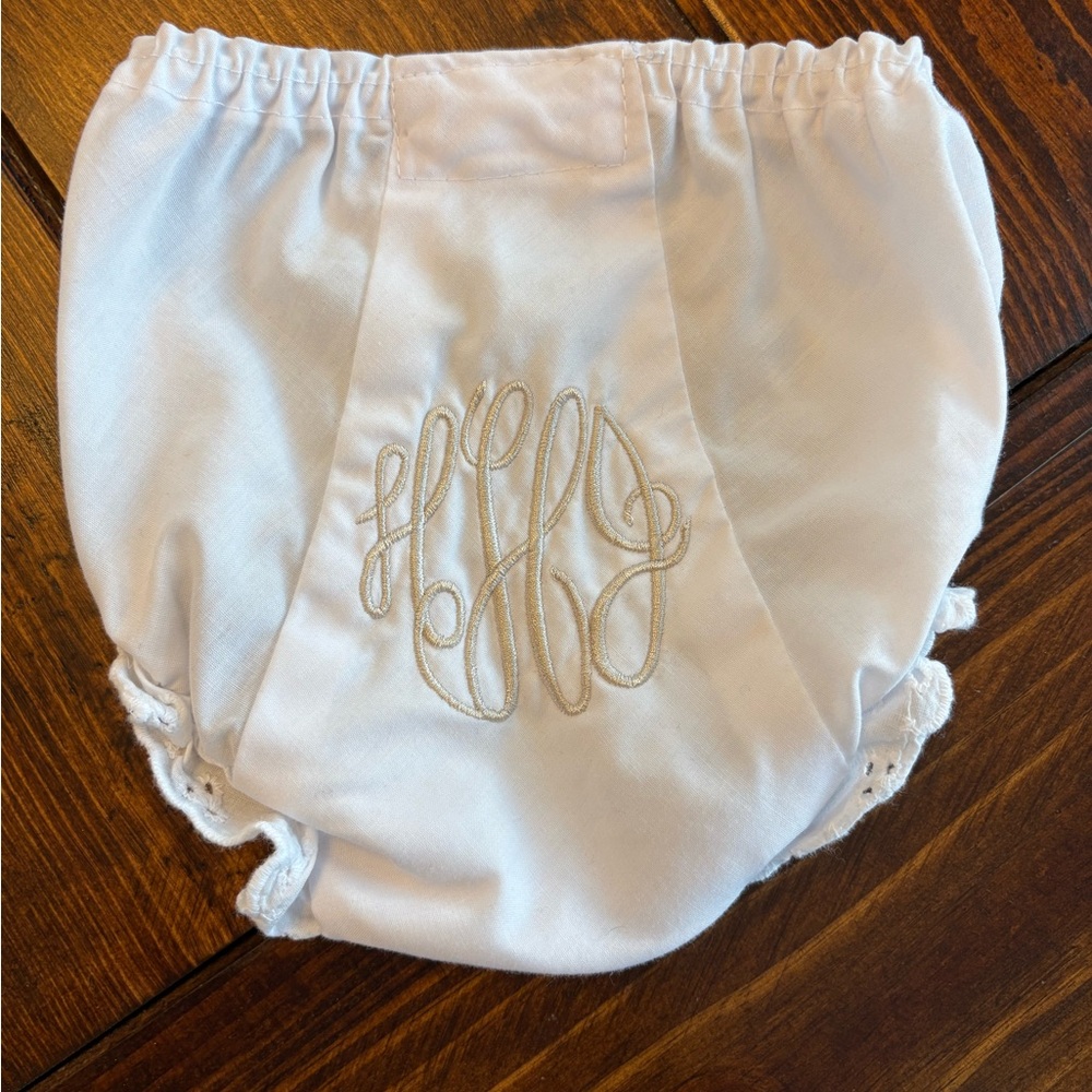 Two pairs of hHj Monogrammed Baby Bloomers